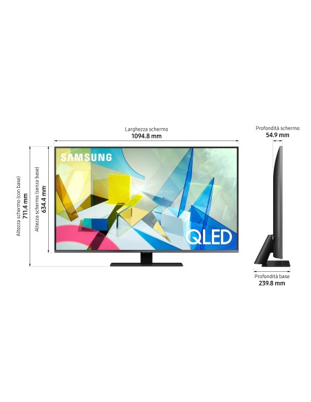 Samsung Series 8 QE49Q80TAT 124,5 cm (49") 4K Ultra HD Smart TV Wi-Fi Nero, Argento