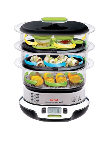 Tefal VS4003 pentola a vapore 3 cestello i Libera installazione 1800 W Nero, Verde, Metallico, Trasparente