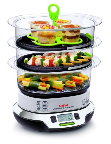 Tefal VS4003 pentola a vapore 3 cestello i Libera installazione 1800 W Nero, Verde, Metallico, Trasparente