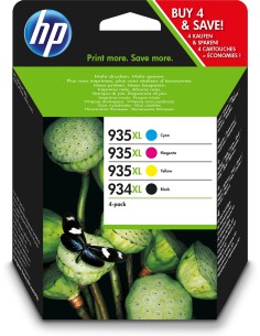 HP Confezione da 4 cartucce di inchiostro originale ad alta capacità 934XL nei colori nero 935XL ciano magenta giallo