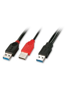 Lindy USB 3.0, 1m cavo USB USB 3.2 Gen 1 (3.1 Gen 1) USB A 2 x USB Nero, Rosso