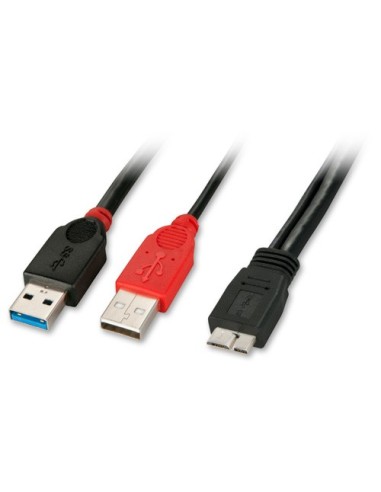 Lindy USB 3.0, 0.5m cavo USB 0,5 m USB 3.2 Gen 1 (3.1 Gen 1) Micro-USB B 2 x USB Nero, Rosso