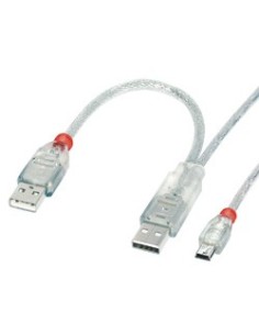 Lindy USB 2.0 2 x A (20cm)   Mini-B 0.5m cavo USB 0,5 m USB A Mini-USB B