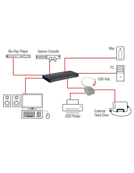 Lindy 32811 switch per keyboard-video-mouse (kvm) Nero