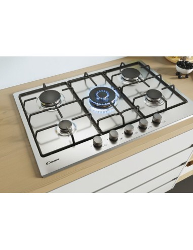 Candy Timeless CHW74WX Acciaio inossidabile Da incasso 75 cm Gas 5 Fornello(i)