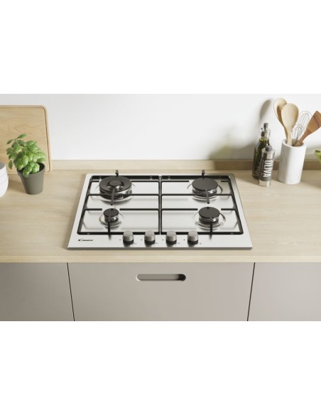 Candy Timeless CHW6BR4WX Acciaio inossidabile Da incasso Gas 4 Fornello(i)