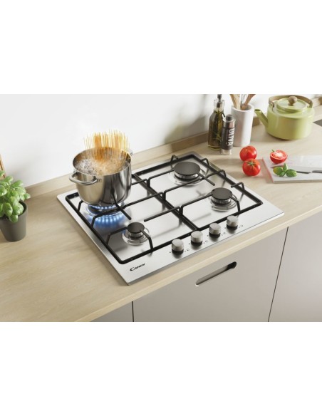 Candy Timeless CHW6BR4WX Acciaio inossidabile Da incasso Gas 4 Fornello(i)