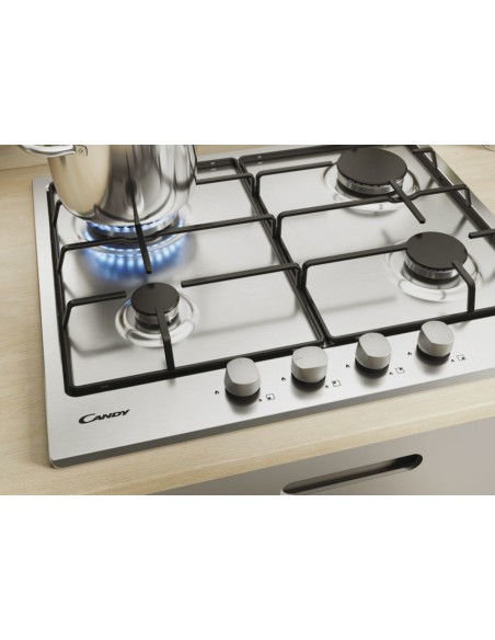 Candy Timeless CHW6BR4WX Acciaio inossidabile Da incasso Gas 4 Fornello(i)