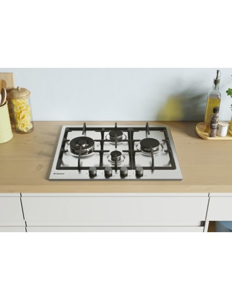 Candy Timeless CHG6D4WX Acciaio inossidabile Da incasso 60 cm Gas 4 Fornello(i)