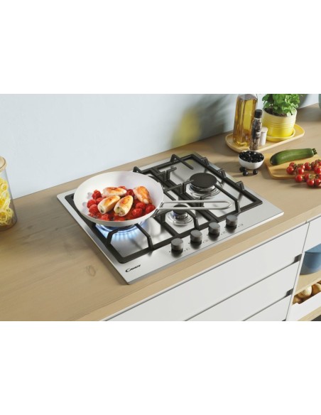 Candy Timeless CHG6D4WX Acciaio inossidabile Da incasso 60 cm Gas 4 Fornello(i)