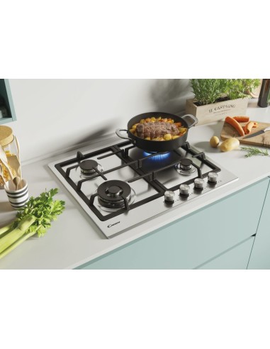 Candy CHG6BF4WPX Acciaio inossidabile Da incasso 60 cm Gas 4 Fornello(i)