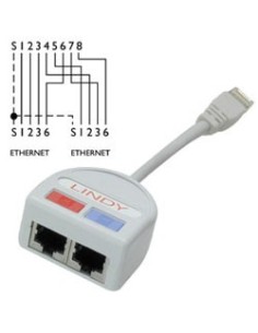 Lindy STP Port Doubler, 2 x 10Base-T - 1 Port cavo di rete Grigio