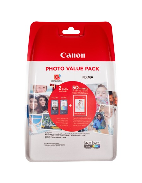 Canon Confezione multipla con cartucce di inchiostro nero PG-560XL e a colori CL-561XL + carta fotografica