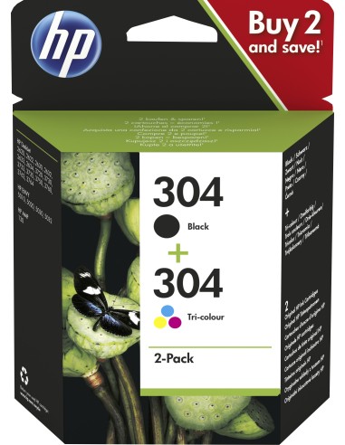 HP Confezione da 2 cartucce di inchiostro nero in tricromia originali 304