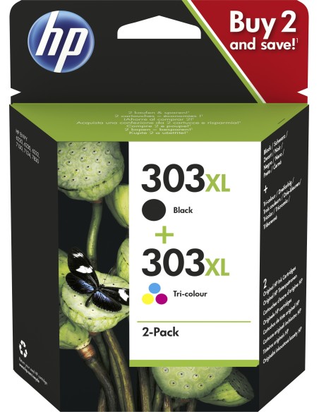 HP Confezione da 2 cartucce di inchiostro nero in tricromia originali ad alta capacità 303XL