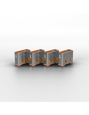 Lindy 40453 clip sicura Bloccaporte + chiave USB tipo A Arancione Acrilonitrile butadiene stirene (ABS) 5 pz