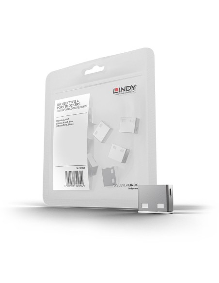 Lindy 40464 clip sicura Bloccaporte USB tipo A Bianco Acrilonitrile butadiene stirene (ABS) 10 pz