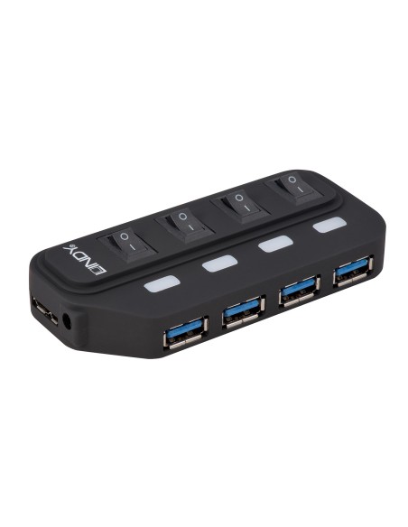 Lindy 43167 hub di interfaccia USB 3.2 Gen 1 (3.1 Gen 1) Type-B 5000 Mbit s Nero