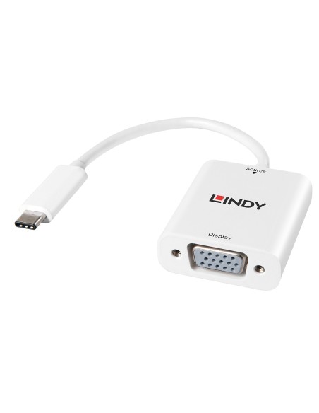 Lindy 43242 cavo e adattatore video 0,17 m VGA (D-Sub) USB tipo-C Bianco