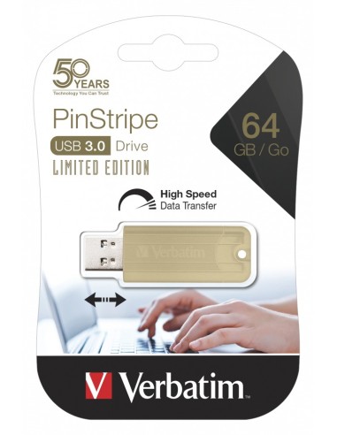 Verbatim PinStripe unità flash USB 64 GB USB tipo A 3.2 Gen 1 (3.1 Gen 1) Oro