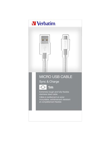 Verbatim Cavo Micro USB di Ricarica e Sincronizzazione 100 cm, colore Argento