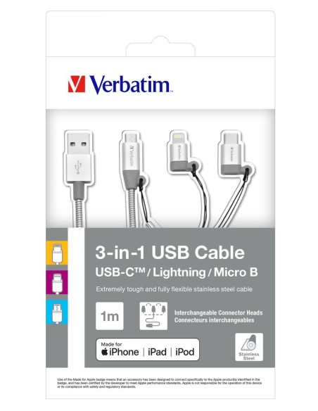Verbatim 48870 cavo USB 1 m USB A Micro-USB B Alluminio, Grigio