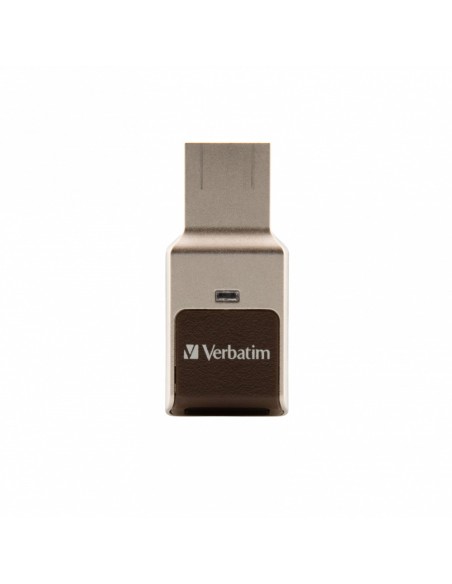 Verbatim FingerPrint Secure - Memoria USB 3.0 con lettore di impronte digitali e crittografia dei dati - 64 GB - Marrone Argento