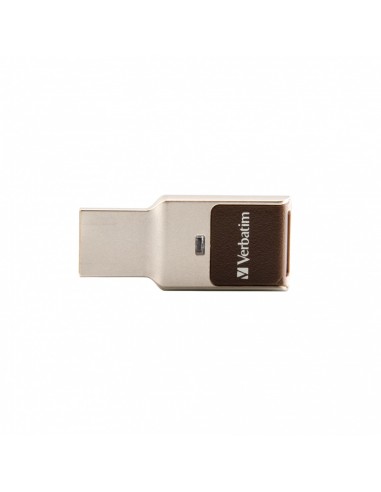 Verbatim FingerPrint Secure - Memoria USB 3.0 con lettore di impronte digitali e crittografia dei dati - 64 GB - Marrone Argento