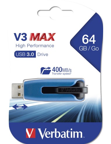 Verbatim V3 MAX - Memoria USB 3.0 da 64 GB - Blu