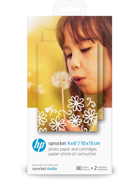 HP Cartucce e carta fotografica originali Sprocket 10 x 15 cm, 80 fogli