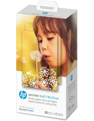 HP Cartucce e carta fotografica originali Sprocket 10 x 15 cm, 80 fogli
