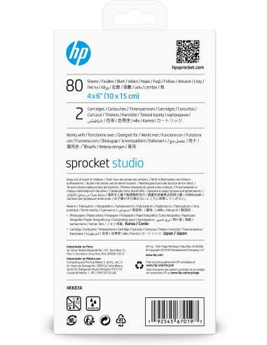 HP Cartucce e carta fotografica originali Sprocket 10 x 15 cm, 80 fogli
