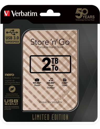Verbatim Store 'n' Go disco rigido esterno 2000 GB Nero, Oro