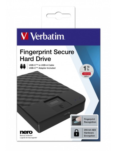 Verbatim Disco Rigido Portatile Fingerprint Secure da 1 TB
