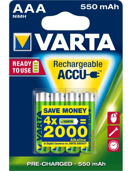 Varta Ready2Use HR03 4pcs Batteria ricaricabile Nichel-Metallo Idruro (NiMH)