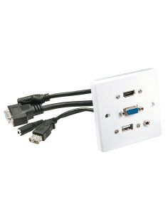 Lindy 60220 presa energia HDMI + VGA + USB A + 3.5mm Bianco