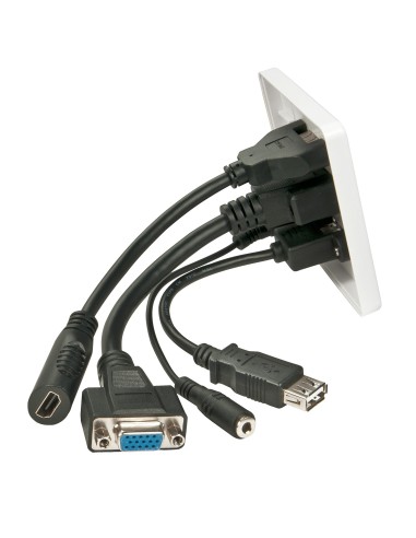 Lindy 60220 presa energia HDMI + VGA + USB A + 3.5mm Bianco