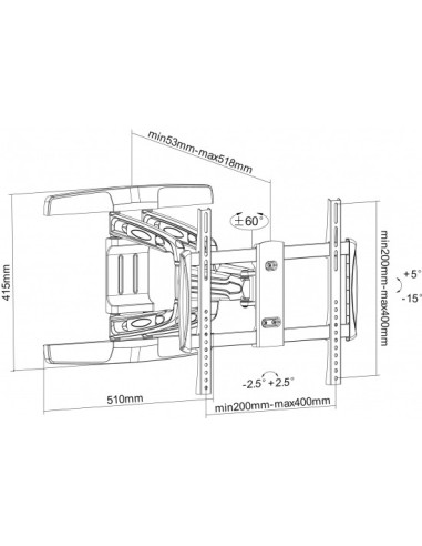 Equip 650314 Supporto TV a parete 139,7 cm (55") Nero