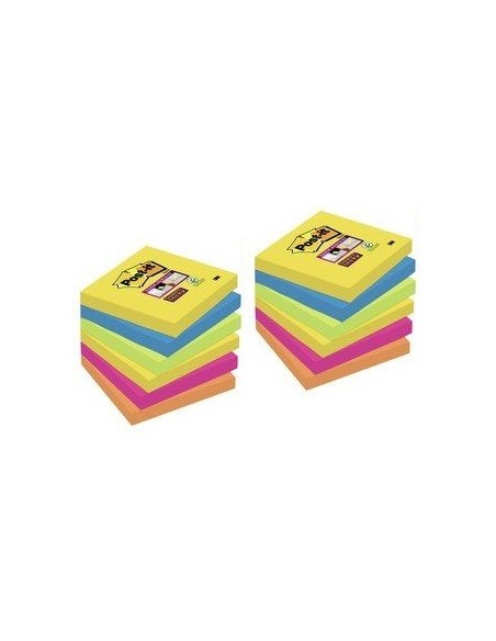 3M 654SR9+3 pouch autoadesiva Quadrato Blu, Verde, Arancione, Rosa, Giallo 90 fogli
