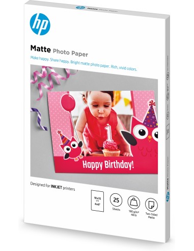 HP Carta fotografica opaca originale   25 fogli 10 x 15 cm