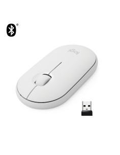 Logitech Pebble, mouse wireless con Bluetooth o ricevitore da 2,4 GHz, mouse per computer con clic silenzioso per laptop,