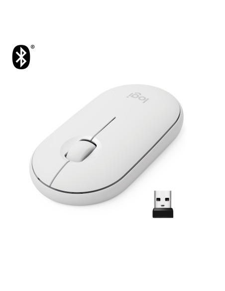 Logitech Pebble, mouse wireless con Bluetooth o ricevitore da 2,4 GHz, mouse per computer con clic silenzioso per laptop,