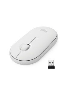 Logitech Pebble, mouse wireless con Bluetooth o ricevitore da 2,4 GHz, mouse per computer con clic silenzioso per laptop, 2