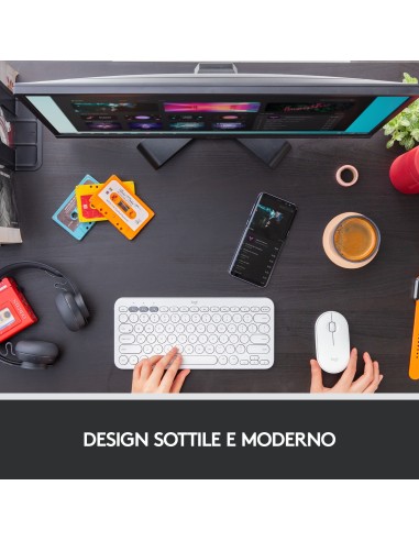 Logitech Pebble, mouse wireless con Bluetooth o ricevitore da 2,4 GHz, mouse per computer con clic silenzioso per laptop,