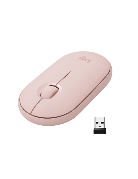 Logitech Pebble, mouse wireless con Bluetooth o ricevitore da 2,4 GHz, mouse per computer con clic silenzioso per laptop,