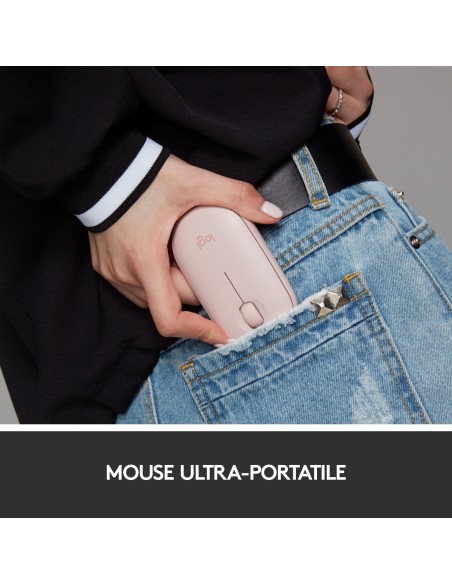 Logitech Pebble, mouse wireless con Bluetooth o ricevitore da 2,4 GHz, mouse per computer con clic silenzioso per laptop,