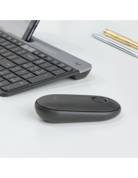 Logitech Pebble, mouse wireless con Bluetooth o ricevitore da 2,4 GHz, mouse per computer con clic silenzioso per laptop,