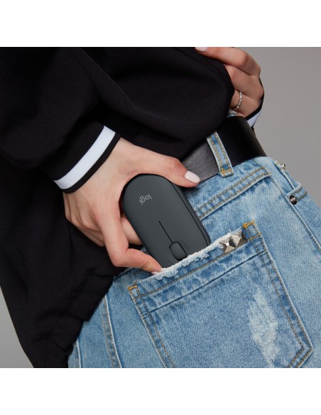 Logitech Pebble, mouse wireless con Bluetooth o ricevitore da 2,4 GHz, mouse per computer con clic silenzioso per laptop,