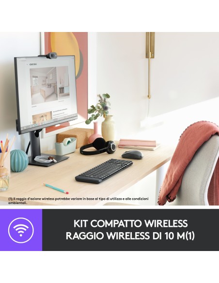 Logitech MK220 Combo Tastiera e Mouse Wireless Compatti per Windows, 2,4 GHz Wireless con Ricevitore USB Unifying, Durata