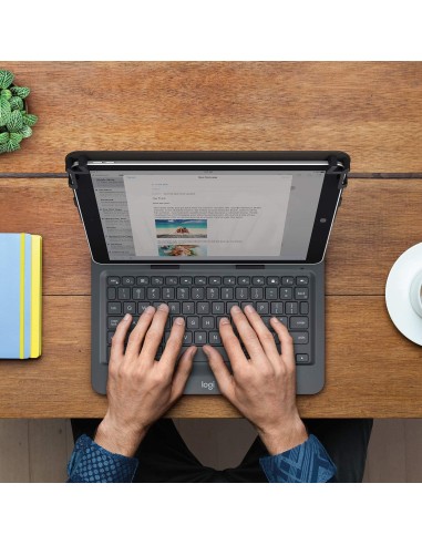 Logitech Universal Folio Cover iPad o Tablet con Tastiera Bluetooth Wireless, Per la maggior parte dei tablet da 9-10", iOS,